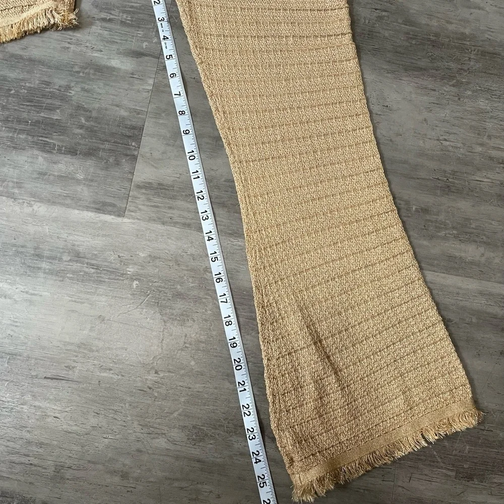 Zara Gold Shimmer Short Sleeve Frayed Top and Bottom  Size Small - Picture 5 of 12